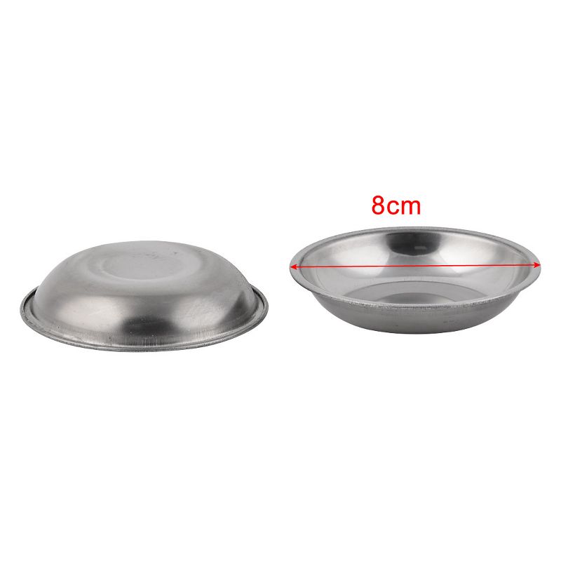 Unique Bargains Stainless Steel Round Dip Dish Silver Tone 3.1" x 0.6" 4 Pcs, 2 of 4