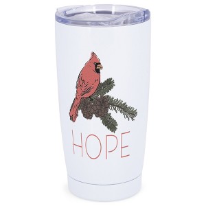 Elanze Designs Hope Red Cardinal Bird Pinecone Winter Wrap-Around Design 20 Ounce Stainless Steel On-The-Go Coffee Mug, Thermal Travel Tumbler with - 1 of 4