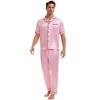 INSPIRE CHIC Men's Satin Nightwear Short Sleeve Shirt Sleep Shorts Casual Pajamas Set 2 Pieces - 2 of 4