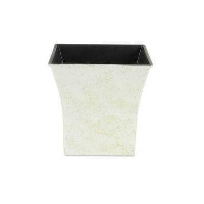 HomeRoots 7" Cream Recycled Plastic Indoor Outdoor Square Nursery Pot