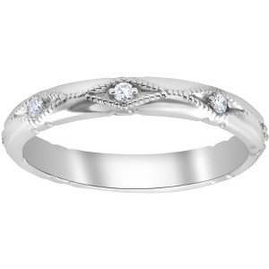 Pompeii3 Diamond Wedding Ring Vintage Stackable Womens Engagement 14k White Gold Band - 1 of 4