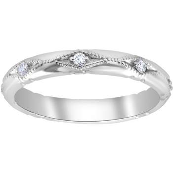 Pompeii3 Diamond Wedding Ring Vintage Stackable Womens Engagement 14k White Gold Band