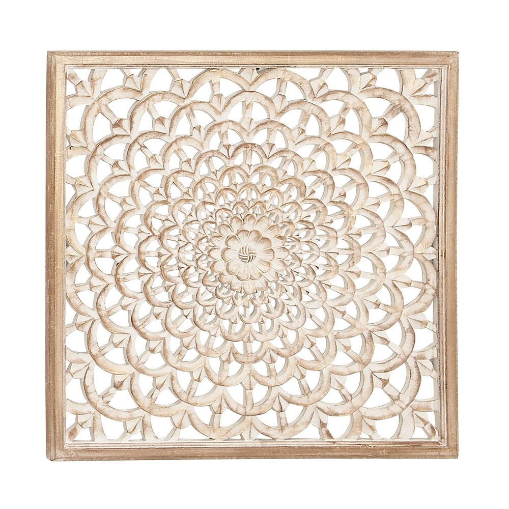 Photos - Garden & Outdoor Decoration Traditional Wood Floral Handmade Intricately Carved Wall Decor with Mandal