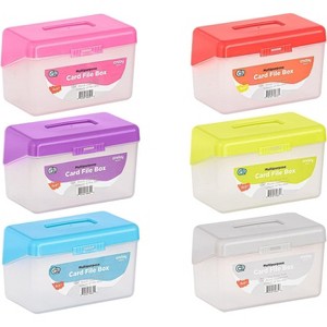 Emraw Index Card Holder 3 x 5 Index Card Case Holds up to 250 Cards Ideal for Filing Notes, Addresses & Recipes, Grey, Pink, Purple, Blue - 1 of 2