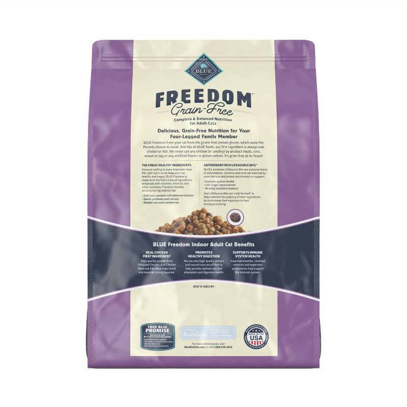 Blue Buffalo Freedom Grain Free Indoor with Chicken, Peas & Potatoes Adult Premium Dry Cat Food, 3 of 11
