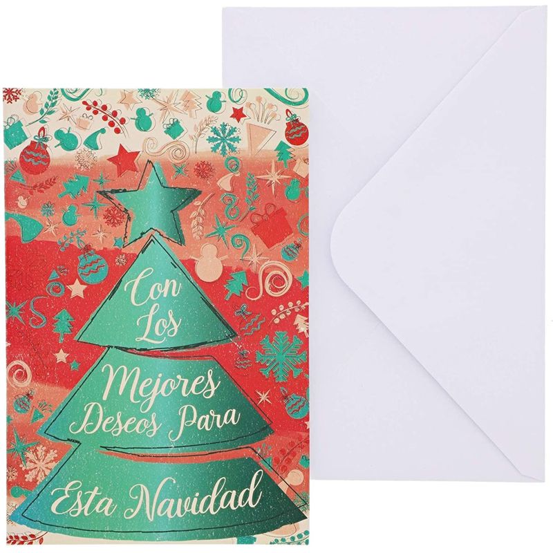 48 Pack (8 of Each) Feliz Navidad Spanish Christmas Cards with Envelopes, 4 x 6 inches, 6 Assorted Designs Merry Xmas Festive Themed Greeting, 3 of 7