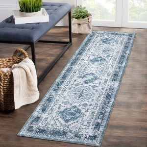 COZONY Large Area Rug - Washable Boho Vintage Distressed, Stain Resistant Non Slip Low Pile Accent Rug for High Traffic - 1 of 4