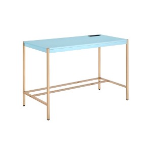 HomeRoots 42" Baby Blue and Gold Writing Desk - 1 of 4