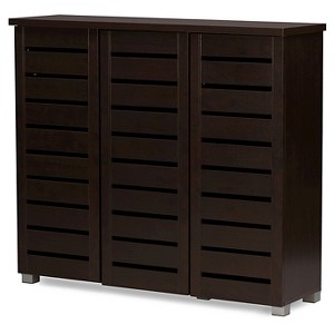 Adalwin Modern and Contemporary 3-Door Wooden Entryway Shoes Storage Cabinet: Organizer for 20 Pairs - Baxton Studio - 1 of 4