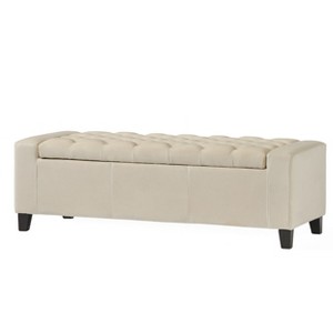 NicBex Modern 51" Storage Bench Wood Accent Stools with Button Tufted Top for Bedroom and Entryway - 1 of 4