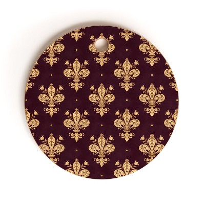 Avenie Fleur De Lis In Royal Burgundy Cutting Board - Round