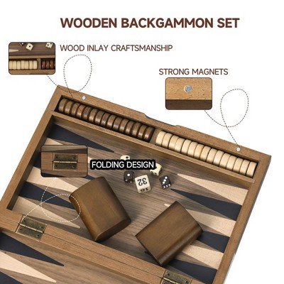 11-Inch Premium Wooden Folding Magnetic Backgammon Set