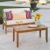 Outdoor Sectional Sofa Set, 2 Pcs Sofa Set with Loveseat and Coffee Table, Loveseat Sofa with Acacia Wood Frame and PE Cushion-Coolbibila - 3 of 4