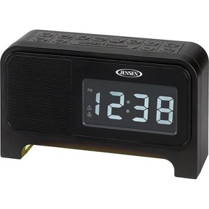JENSEN JCR350 Digital AM/FM Dual Alarm Clock Radio with Wood Cabinet. - 1 of 3