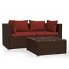 vidaXL Patio Furniture Set 3 Piece with Cushions Brown Poly Rattan - 2 of 4