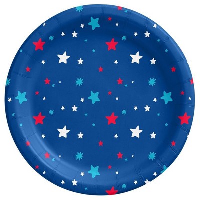 Photo 1 of 20ct Americana Dinner Plate with Multi Stars Navy - Sun Squad 2PK