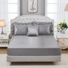 Satin Comforter Set with Sheet Set – Like Bed in a Bag, Ruffle Pinch Pleat Bedding, Soft Luxury Silky Quilt Set with Cushion Cover - 2 of 4