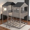 Full Over Full House Bunk Bed with Roof, Window, Guardrail, Ladder, No Box Spring Needed, Wood Frame for Kids or Teens - 4 of 4