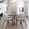 LeisureMod Bristol Round Dining Table with MDF Top and Walnut Steel Pedestal Base for Modern Kitchen and Dining Room - 3 of 4