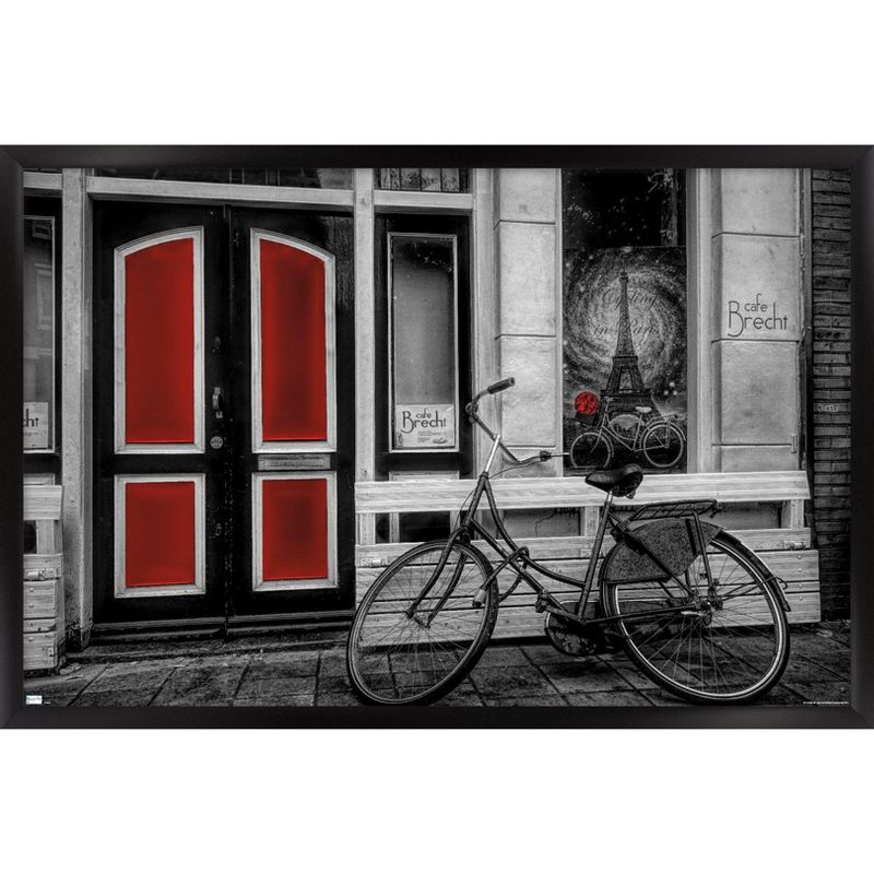 Trends International City Bike in Black and White Color Selected Red Framed Wall Poster Prints, 1 of 7