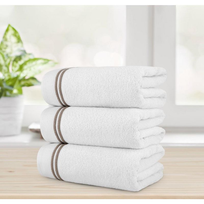 Chic Home Vivian 3 Piece Stripe Bath Towel Set, White-Taupe, 2 of 7