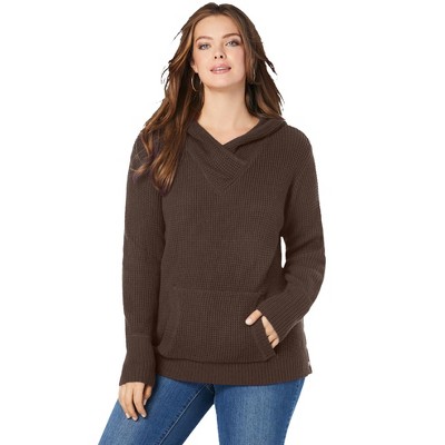 Roaman's Women's Plus Size Thermal Hoodie Sweater