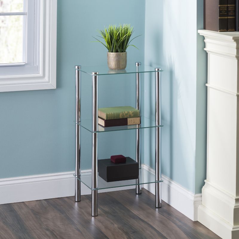 Home Basics 3 Tier Multi Use Rectangle Glass Corner Shelf, Clear, 4 of 6