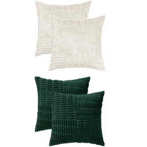 REGALWOVEN 4 Pcs Solid Corduroy Modern Throw Pillow Covers 18" x 18" - 1 of 4