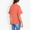 Anna-Kaci Women's Ruffle Neck Detail Short Sleeve Textured Button Down Detail Fashion Blouse - Medium, Burnt Red - 4 of 4