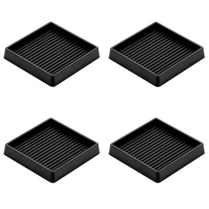 Aoibox Non Slip 3x3 Inch Rubber Caster Cups Furniture Floor Protector Pads Anti Skid Gripper for Bed Couch 4 Pack Black - 1 of 4