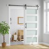SMARTSTANDARD 80 in. & 84 in. White Glass Barn Door with Sliding Door Hardware Kit & Handle - Predrilled Ready to Assemble, 5-Lite Frosted Glass - 2 of 4
