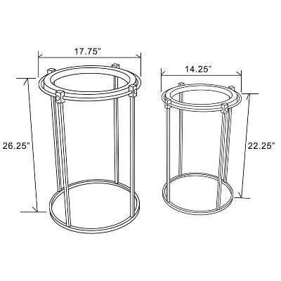 LuxenHome 2-Piece Black Metal and Glass Round Accent Tables