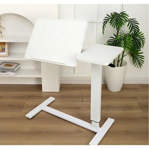 Vynxaria Over Bed Table with Wheels Adjustable Height/Desktop, H-Shaped Base, Rounded Corners,for Reading/Work/Meals - 1 of 4