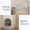 Makeup Vanity Desk with Mirror and Lights, White Vanity Table with 3 Drawers, 2 Glass Cabinets, 7 Open Shelves & 2 Magazine Rack, for Bedroom - 2 of 4