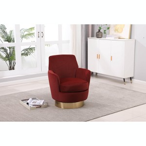 Racxily Orange Teddy Swivel Barrel Chair - 360° Noiseless Swivel Accent Chair, Comfy Reading Armchair for Living Room & Bedroom - 1 of 4