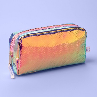 More Than Magic™ 3-Pocket Holographic Quilted Heart Zipper Pencil Pouch