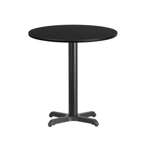 Emma and Oliver 24" Round Black Laminate Table Top with 22"x22" Table Height Base - 1 of 2