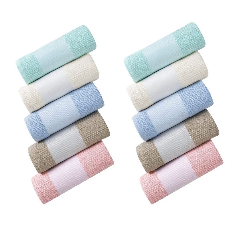 Kafthan Textile Earth Multicolor Jacquard Solid Cotton Kitchen Towel Set (Set of 10), 1 of 5