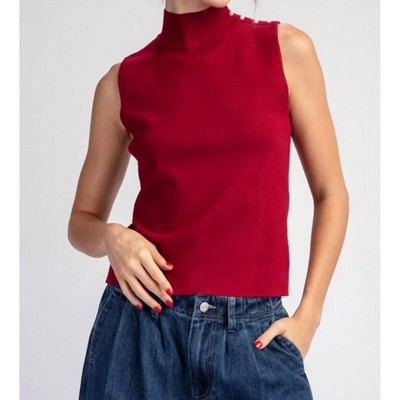 Women's Mock Neck Sleeveless Sweater Top - ee:some