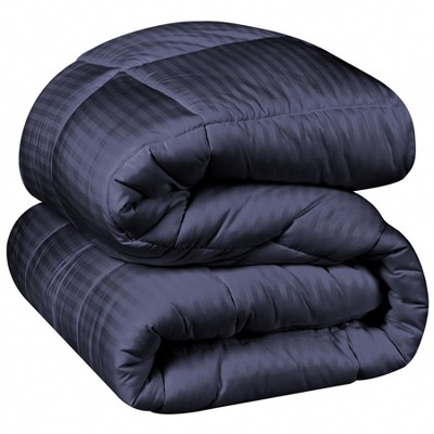 Brushed Microfiber Striped Comforter Reversible Medium Weight Down Alternative Bedding by Blue Nile Mills