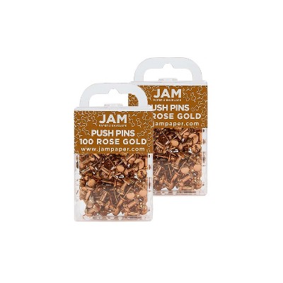 JAM Paper Colored Pushpins Rose Gold Push Pins 2 Packs of 100 22432063A