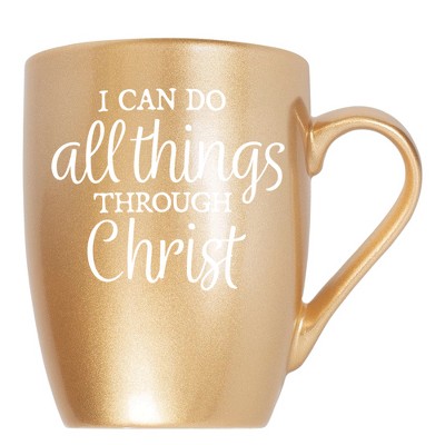 Elanze Designs Can Do All Things Through Christ Vegas Gold 10 ounce New Bone China Coffee Cup Mug