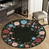 Floral Rug 5x7 Scalloped Rug Washable Rug Non Slip Backing Modern Green Botanical Rug, Aesthetic Rug, Low Pile Thin Rug, Indoor Soft Rug, Accent Rug - 2 of 4