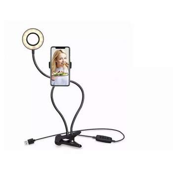 Link LED Selfie Ring Light with Cell Phone Holder with Flexible Stand & Long Arm for Live Stream/Makeup 3 Light Modes and Brightness Levels
