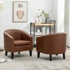KINWELL Set of 2 PU Faux Leather Club Armchair with Nailheads - 3 of 4