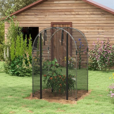 Black Steel 4' x 4' Curved Roof Plant Protection Tent