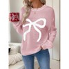 Garvee Womens Bow Knit Sweater Crew Neck Long Sleeve Knitted Pullover Contrast Trim Knitwear - 4 of 4