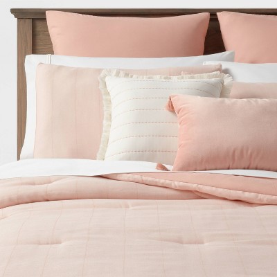 Clarion Simple Stripe Comforter Bedding Set Terracotta/Salmon Pink - Threshold™