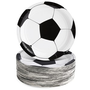 Blue Panda 80 Pack Soccer Paper Plates for Sports Themed Birthday Party Supplies, 7 Inches - 1 of 4