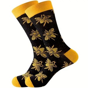 Shiny Bee Patterned Socks from the Sock Panda (Men's Sizes Adult Large) - 1 of 3